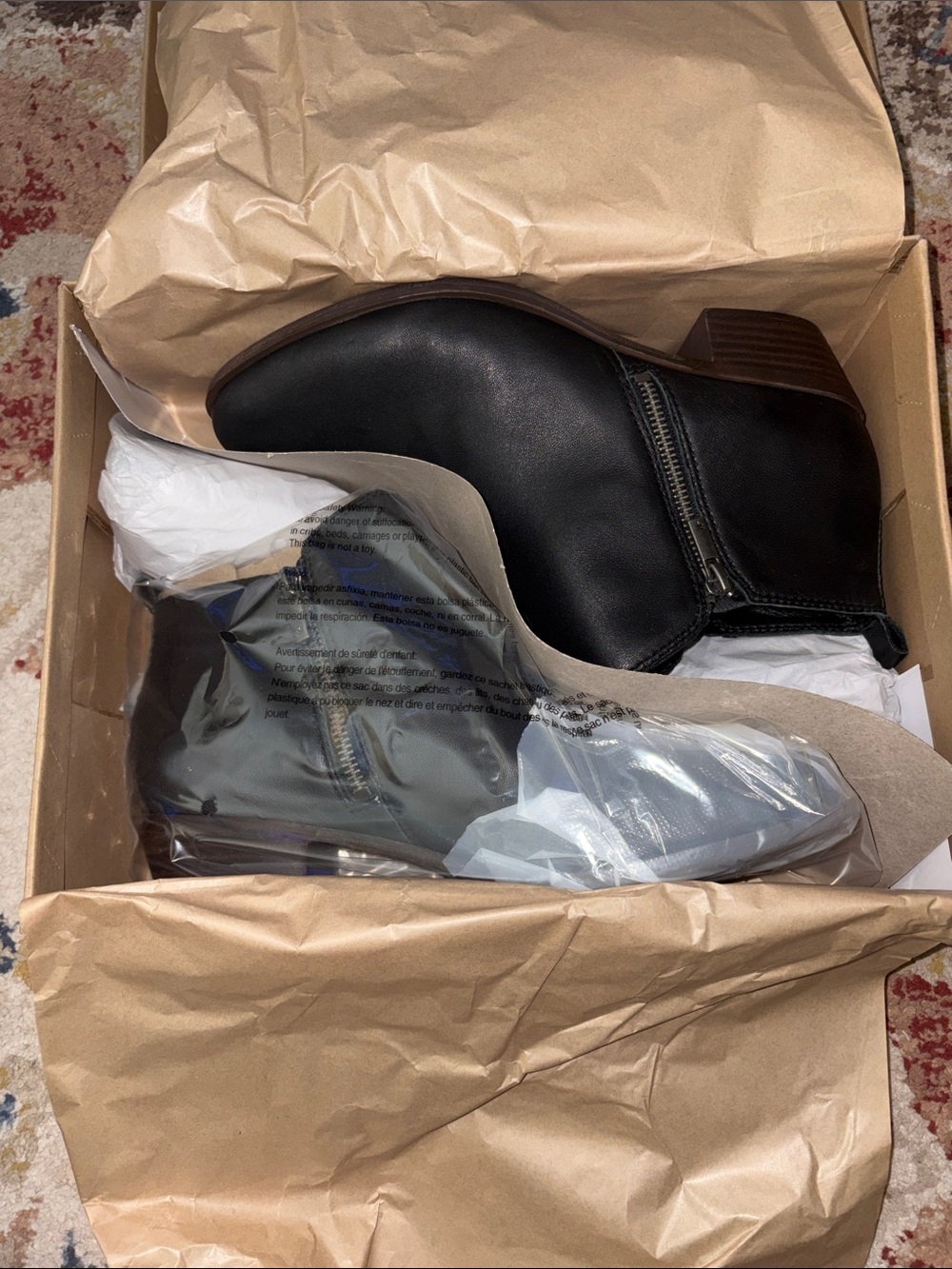 Lucky Brand Black Leather Ankle Booties with Side Zip